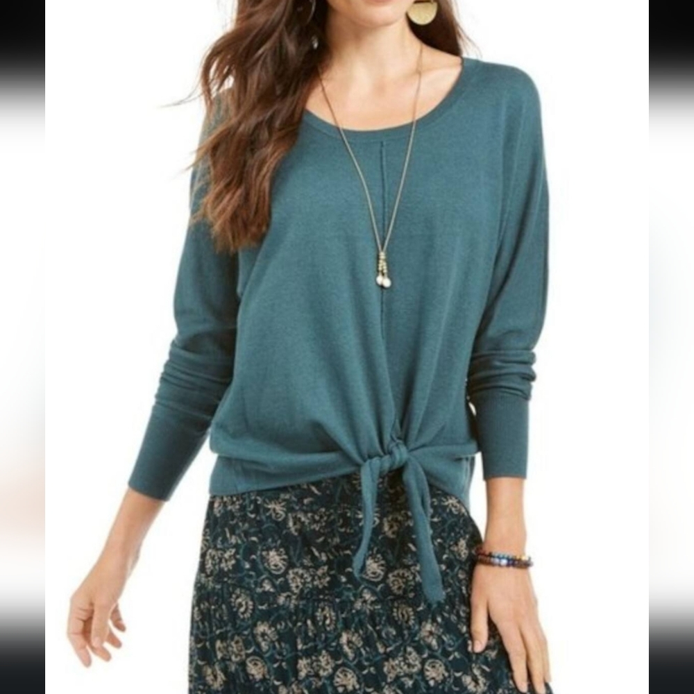 Alya Long Sleeve Shirt Teal with a Tie in Front
